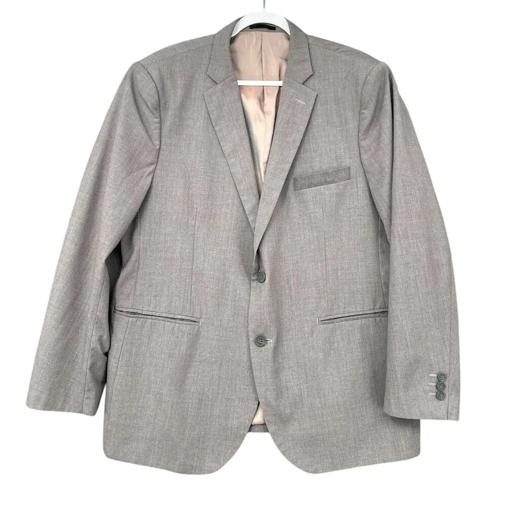 Hockerty Grey Bespoke Custom 2 Button Notched Lapel Blazer Jacket Mens 46‎